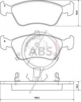 Колодки гальмівні перед. Avensis (00-03) A.B.S. 37029 (фото 1)