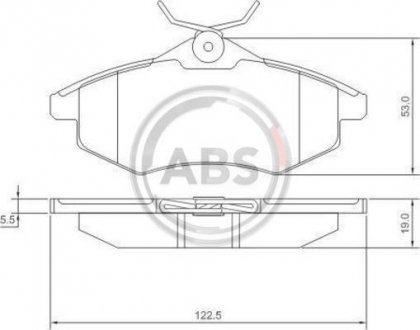 Тормозные колодки перед. Citroen C2/C3 02- (TRW) (122,5x53x19) A.B.S. 37307 (фото 1)