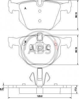 Тормозные колодки зад. BMW 3(E90)/5(E60) (ATE) (123x58,1x17,3) A.B.S. 37410