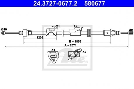 Трос остановочных тормозов ATE 24.3727-0677.2 (фото 1)