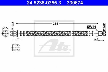 Шланг гальмівний ATE 24.5238-0255.3