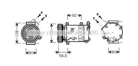 AVA CITROEN Компресор кондиціонера BERLINGO MULTISPACE 1.6 08-, BERLINGO 1.6 08-, C4 I, C5 III AVA COOLING CNAK242