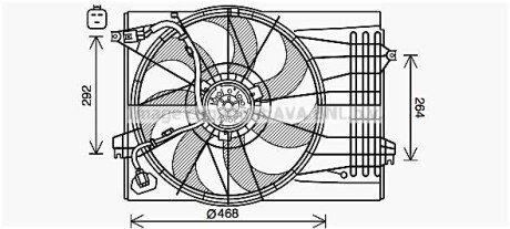 AVA HYUNDAI Вентилятор радіатора (дифузор в зборі) TUCSON 2.7 04-, KIA AVA COOLING HY7572