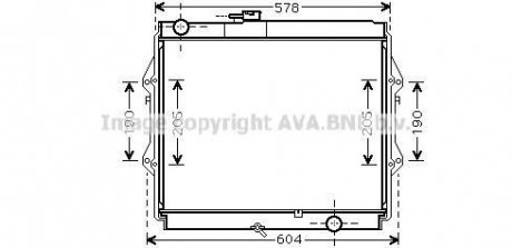 AVA TOYOTA Радіатор охолодження двиг. HILUX VI Пікап 2.5 D-4D 01- AVA COOLING TOA2642 (фото 1)