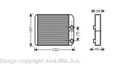 Теплообмінник, Система опалення салону AVA COOLING VO6129 (фото 1)