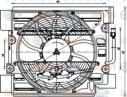 Вентилятор кондиціонера BMW 5 (E39) 95-04 (396мм) BEHR 8EW351040-101 (фото 1)