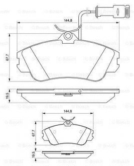 Тормозные колодки диск. передн.(с датч.) AUDI 80/100 BOSCH 0986461115 (фото 1)