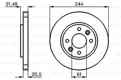 Тормозной диск перед. (вентил.) RENAULT 21 2,1D/TD 86-95 BOSCH 0986478278