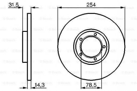 FORD Диск тормозной передн. TRANSIT 86- 254 14,3 12.9 BOSCH 0986478345