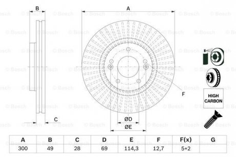 Тормозной диск HYUNDAI/KIA Santa Fe/Sorento ''F''09>> BOSCH 0986479F19