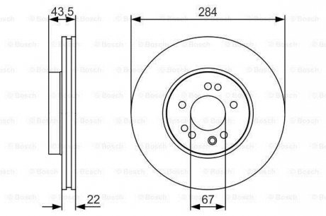 Тормозной диск MB W201/W124 \'\'F PR2 BOSCH ="0986479S15" (фото 1)