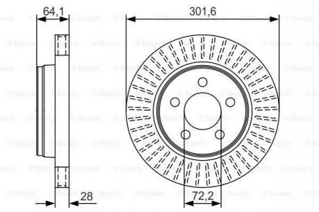 Тормозной диск DODGE Nitro''F''2,8-4,0''06-11 BOSCH ="0986479U04" (фото 1)