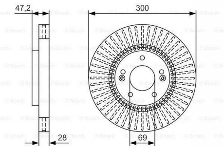 Гальмівний диск HYUNDAI Sonata/ix35 F'2,0-2,409>> BOSCH ="0986479U43" (фото 1)