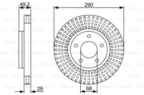 Тормозной диск NISSAN Quest/Pathfinder F'3,5'03>> BOSCH ="0986479V48" (фото 1)