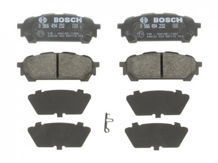Комплект тормозных колодок, дисковый тормоз BOSCH 0986494232 (фото 1)