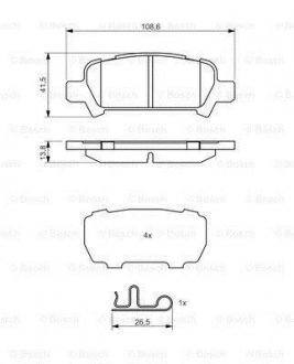 Гальмівні колодки дискові Subaru Forester SF, SG, Impreza "R BOSCH 0 986 494 445 (фото 1)