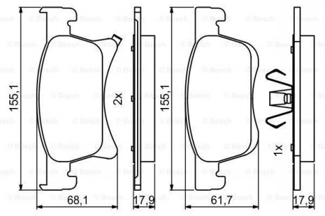 Гальмівні колодки, дискові. BOSCH 0 986 494 823 (фото 1)