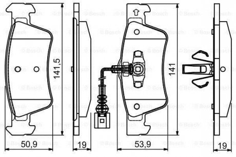 Тормозные колодки дисковые VW Transporter/Multivan "R "03>> PR2 BOSCH ="0986495115" (фото 1)