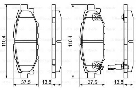 Гальмівні колодки дискові SUBARU Forester/Legacy/Impreza/Outback "R "03>> PR2 BOSCH ="0986495119" (фото 1)