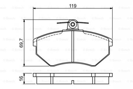 Тормозные колодки перед. (16мм) VW Golf II, III, Passat SEAT FIAT Croma (без датч.) BOSCH 0986495457 (фото 1)