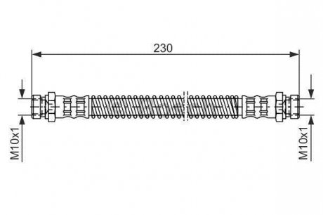 Тормозной шланг 205mm HYUNDAI Getz RR RR02-10 BOSCH 1987476019 (фото 1)