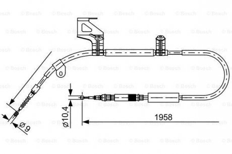Тормозной трос 1958mm AUDI A6 \'\'RL\'\'97-04 BOSCH ="1987477603" (фото 1)