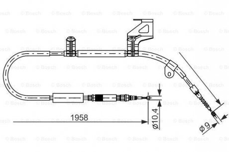 Тормозной трос 1958mm AUDI A6 RR RR97-04 BOSCH ="1987477604" (фото 1)