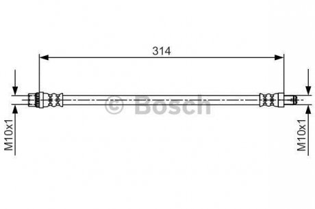 Тормозной шланг RENAULT Logan/Sandero F'1,6'10>> BOSCH ="1987481718" (фото 1)