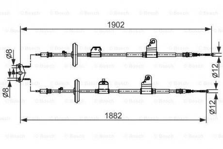 OPEL Трос ручного гальма MOKKA 1.4-1.8 13-, CHEVROLET TRAX 1.4-1.8 12- BOSCH 1987482562 (фото 1)