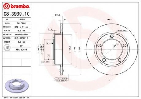 Тормозной диск BREMBO 08.3939.10