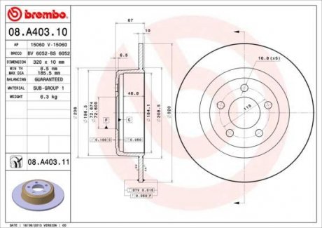 Тормозной диск BREMBO 08.A403.11