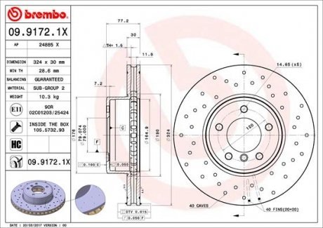 Тормозные диски BREMBO 09.9172.1X (фото 1)