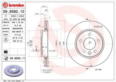 Тормозной диск BREMBO 09958211 (фото 1)