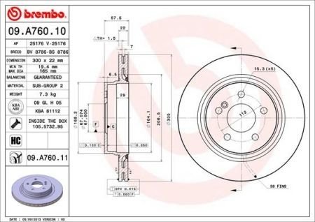 Тормозной диск BREMBO 09.A760.11 (фото 1)