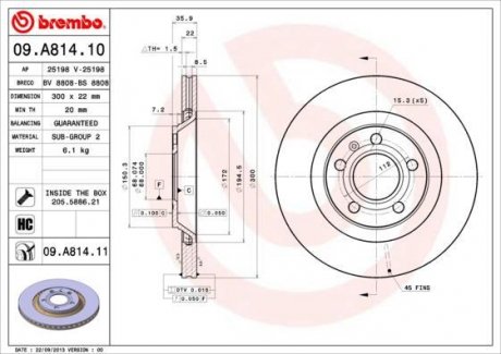 Тормозной диск BREMBO 09.A814.11