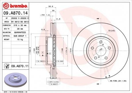 Тормозной диск BREMBO 09.A870.11 (фото 1)