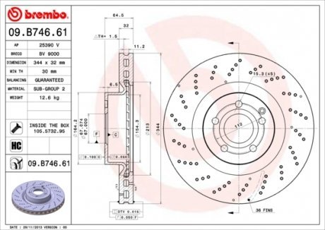 Тормозной диск BREMBO 09.B746.61 (фото 1)