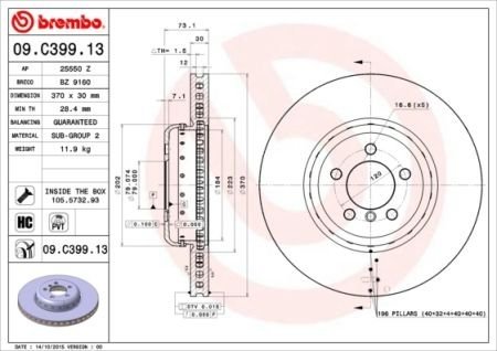Тормозной диск двухсекционный BREMBO 09.C399.13 (фото 1)