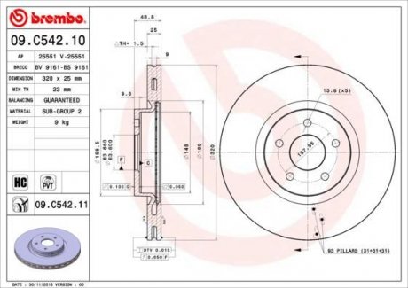 Тормозной диск BREMBO 09.C542.11