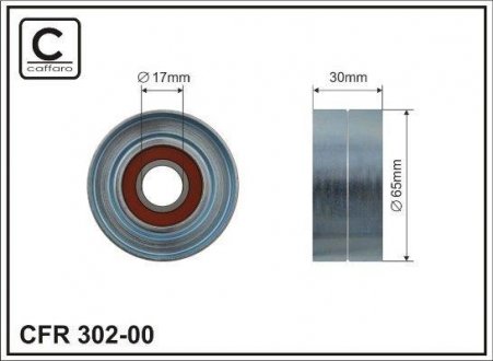 Ролик натяжного механизма, 1.9dCi 01- (+A/C) (65x30mm) CAFFARO 302-00