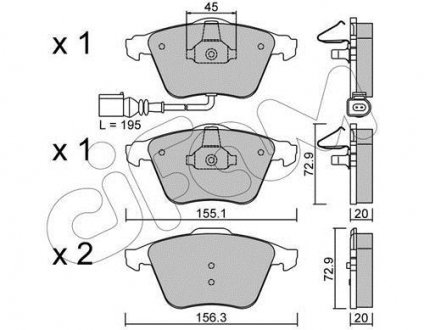 Тормозные колодки перед. AUDI A3/TT VW Golf V, Passat 05- SEAT Leon (с датч.) CIFAM 822-549-4