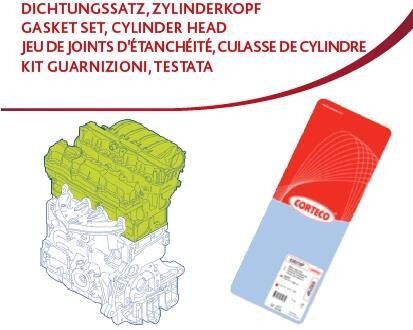 KIA Комплект прокладок верхний без прокладки ГБЦ Sorento 2.5CRDI 02- CORTECO 417335P