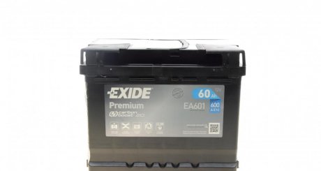 Аккумуляторная батарея 60Ah/600A (242x175x190/+L/B13) Premium EXIDE EA601 (фото 1)