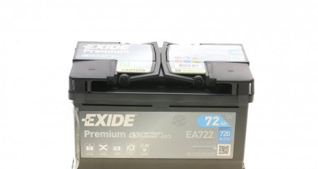 Акумуляторна батарея 72Ah/720A (278x175x175/+R/B13) Premium EXIDE EA722 (фото 1)