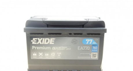 Акумуляторна батарея 77Ah/760A (278x175x190/+R/B13) Premium EXIDE EA770