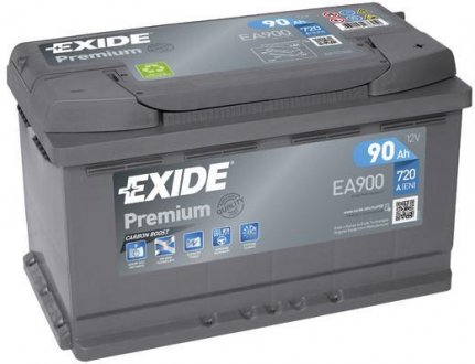 Акумуляторна батарея 90Ah/720A (315x175x190/+R/B01) Premium EXIDE EA900 (фото 1)