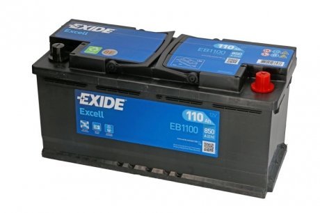 Аккумуляторная батарея 110Ah/850A (392x175x190/+R/B13) Excell EXIDE EB1100 (фото 1)