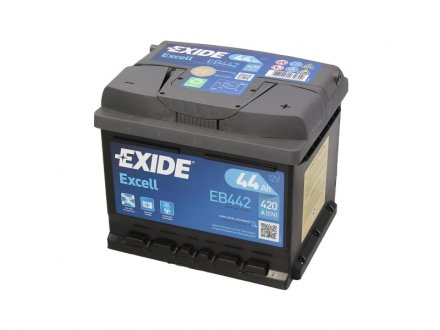 Аккумуляторная батарея 44Ah/420A (207x175x175/+R/B13) Excell EXIDE EB442 (фото 1)