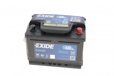 Акумуляторна батарея 60Ah/540A (242x175x175/+R/B13) Excell EXIDE EB602