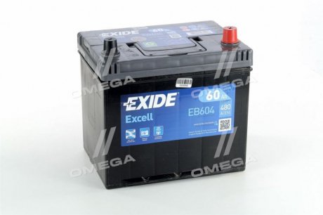 Аккумуляторная батарея 60Ah/480A (230x173x222/+R/B01) Excell Азія EXIDE EB604 (фото 1)